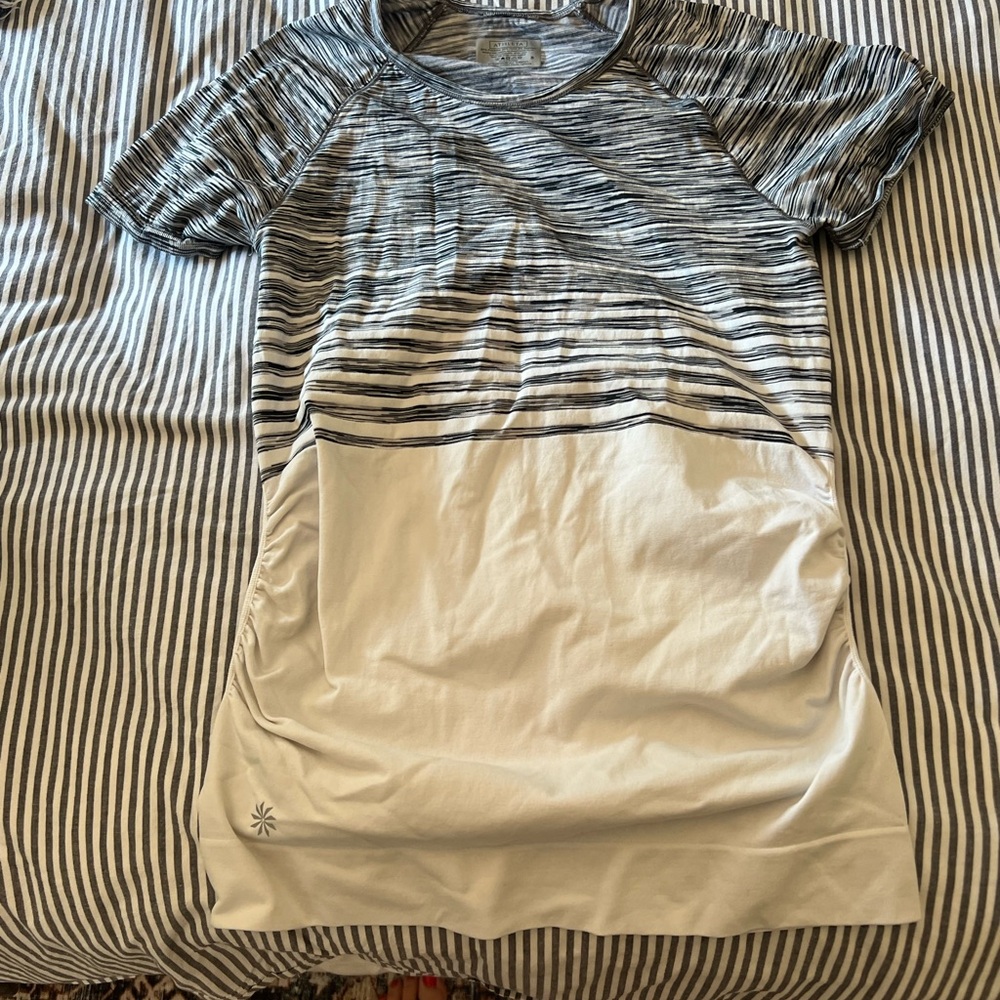 Athleta Striped Short Sleeve Tee - Black and White